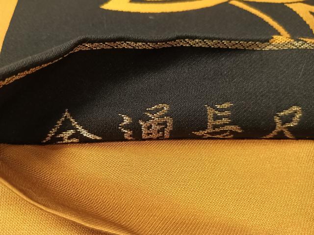 平和屋着物●全通柄袋帯　唐織　いろどり　花蝶文　黒地　金銀糸　長尺　正絹　逸品　CABJ7500vp