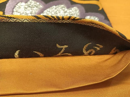 平和屋着物●全通柄袋帯　唐織　いろどり　花蝶文　黒地　金銀糸　長尺　正絹　逸品　CABJ7500vp