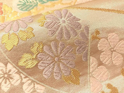 平和屋着物●西陣　川島織物　六通柄　本袋帯　唐織　地紙花松文　金銀糸　正絹　逸品　CABJ7501vp