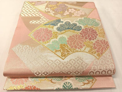 平和屋着物●西陣　川島織物　六通柄　本袋帯　唐織　地紙花松文　金銀糸　正絹　逸品　CABJ7501vp