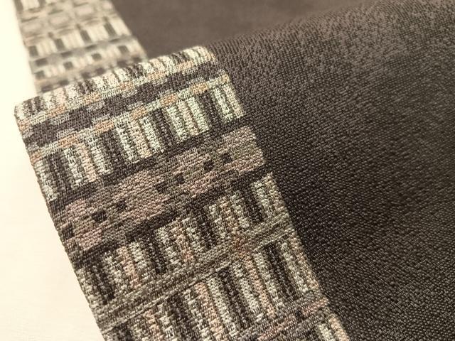 平和屋着物●全通柄　九寸開き名古屋帯　幾何学間道　正絹　逸品　CABJ7533vp