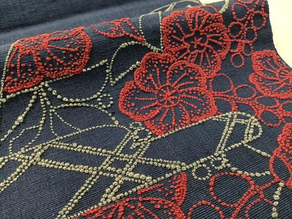 平和屋着物●中国三大刺繍　総相良刺繍　八寸名古屋帯　紬地　辻が花　正絹　逸品　CABJ7563vp