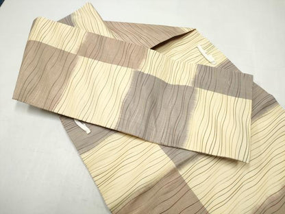 平和屋着物●本場筑前博多織　つけ帯　よろけ縞　正絹　逸品　CABJ8680hy