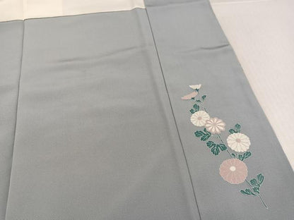 平和屋着物●訪問着　作家物　駒刺繍　地紙草花文　暈し染め　金彩　松坂屋扱い　正絹　逸品　AABK8264ph