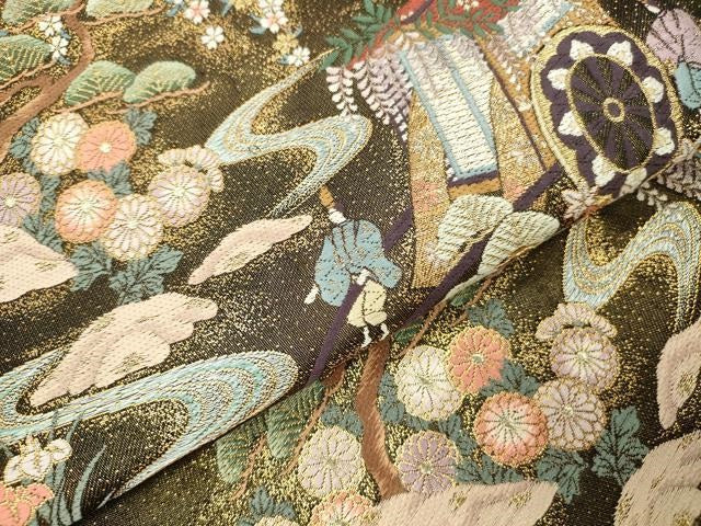 平和屋本店▼六通柄袋帯　唐織　京洛葵祭文　九百錦本金入　正絹　逸品　DABH0998op