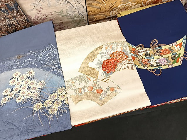 平和屋着物■名古屋帯 まとめて100点 風景 更紗 花柄 本場筑前博多織 献上 手描き 駒刺繍 金彩 金糸 証紙付き 未使用品有 全て正絹 mmm1333