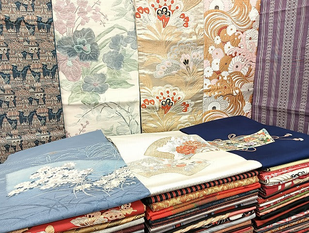 平和屋着物■名古屋帯 まとめて100点 風景 更紗 花柄 本場筑前博多織 献上 手描き 駒刺繍 金彩 金糸 証紙付き 未使用品有 全て正絹 mmm1333