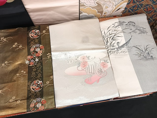 平和屋着物■名古屋帯 まとめて100点 人物 風景 更紗 花柄 手描き 駒刺繍 金彩 金銀糸 など 着用可能多数 未使用品あり 全て正絹 mmm1334