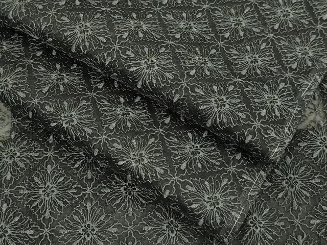 平和屋着物▽極上　道行コート　スリーシーズン　春夏秋　塵除け　ロング丈　オーガンジー　レース　刺繍　花菱　逸品　未使用 DZAB8903kh6