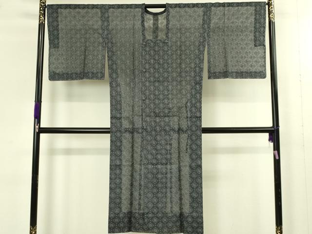 平和屋着物▽極上　道行コート　スリーシーズン　春夏秋　塵除け　ロング丈　オーガンジー　レース　刺繍　花菱　逸品　未使用 DZAB8903kh6