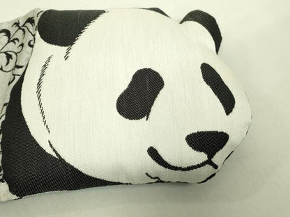 平和屋着物●極上　西陣　田中伝謹製　リバーシブル　半幅帯　パンダ　竹　逸品　DZAB8948kh6