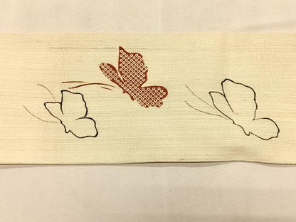 平和屋着物＊夏物　つけ帯　手描き　舞蝶文　正絹　逸品　CABK1358fb