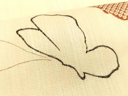 平和屋着物＊夏物　つけ帯　手描き　舞蝶文　正絹　逸品　CABK1358fb