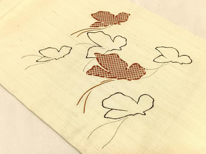 平和屋着物＊夏物　つけ帯　手描き　舞蝶文　正絹　逸品　CABK1358fb