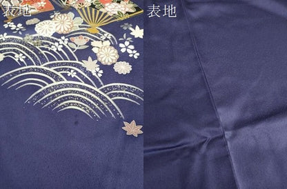 平和屋着物●訪問着　扇面飛鶴花文　金彩　正絹　逸品　DABH9901ps