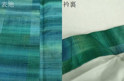 平和屋着物●上質な紬　市松文様　正絹　逸品　DABH9755ps