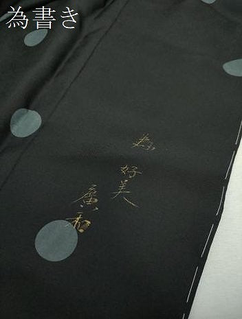 平和屋着物●児島廣和　アトリエ 聖jin苑　小紋　水玉　ドット　黒地　ロング丈　正絹　逸品　未使用　DABH9906ps