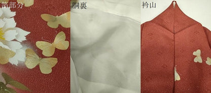 平和屋着物●訪問着　作家物　舞蝶牡丹文　暈し染め　金銀彩　銀通し地　正絹　逸品　DABH9909ps