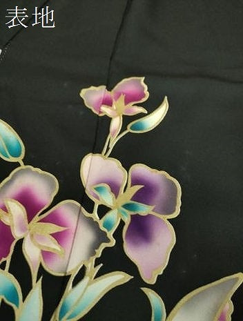 平和屋着物●訪問着　LEONARD　レオナール　草花文　黒地　正絹　逸品　DABH9902ps