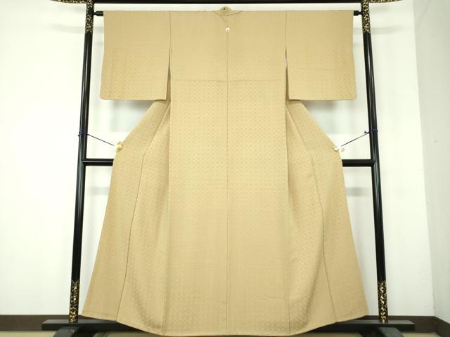 平和屋着物●上質な色無地　菱地紋　桑染色　正絹　逸品　DABH9864ps