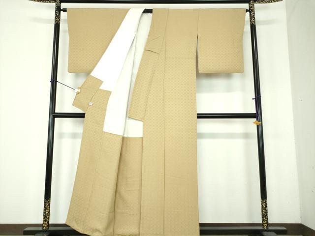 平和屋着物●上質な色無地　菱地紋　桑染色　正絹　逸品　DABH9864ps
