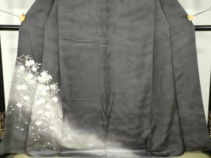 平和屋着物●訪問着　総刺繍　枝垂れ桜　暈し染め　金糸　正絹　逸品　DABH9891ps