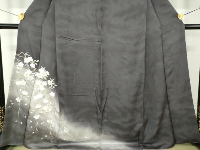 平和屋着物●訪問着　総刺繍　枝垂れ桜　暈し染め　金糸　正絹　逸品　DABH9891ps