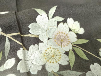 平和屋着物●訪問着　総刺繍　枝垂れ桜　暈し染め　金糸　正絹　逸品　DABH9891ps