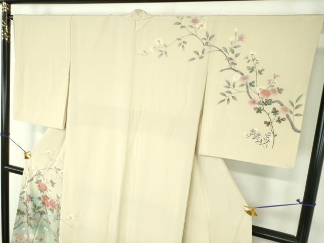 平和屋着物●十日町友禅作家　松雨　訪問着　流水花鳥文　暈し染め　金彩　正絹　逸品　DABH9889ps