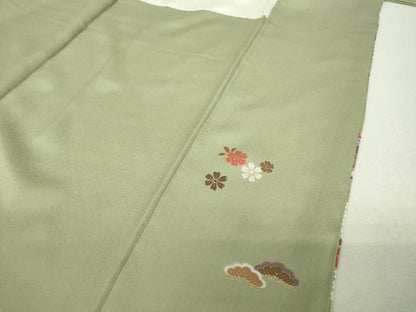 平和屋着物●訪問着　駒刺繍　絞り　雪輪花文　金彩　正絹　逸品　DABH9892ps