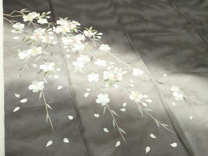 平和屋着物●訪問着　総刺繍　枝垂れ桜　暈し染め　金糸　正絹　逸品　DABH9891ps