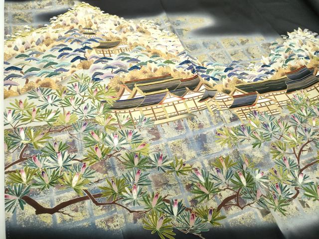 平和屋着物●金彩友禅作家　金彩の魔術師　堀省平　金煌織　黒留袖　加賀絵巻　暈し染め　金彩　正絹　逸品　DABH9890ps