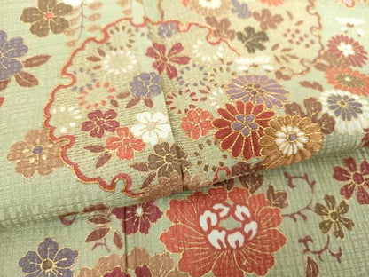 平和屋着物●訪問着　駒刺繍　絞り　雪輪花文　金彩　正絹　逸品　DABH9892ps