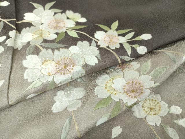 平和屋着物●訪問着　総刺繍　枝垂れ桜　暈し染め　金糸　正絹　逸品　DABH9891ps