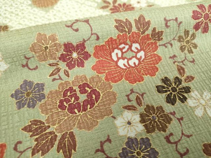平和屋着物●訪問着　駒刺繍　絞り　雪輪花文　金彩　正絹　逸品　DABH9892ps