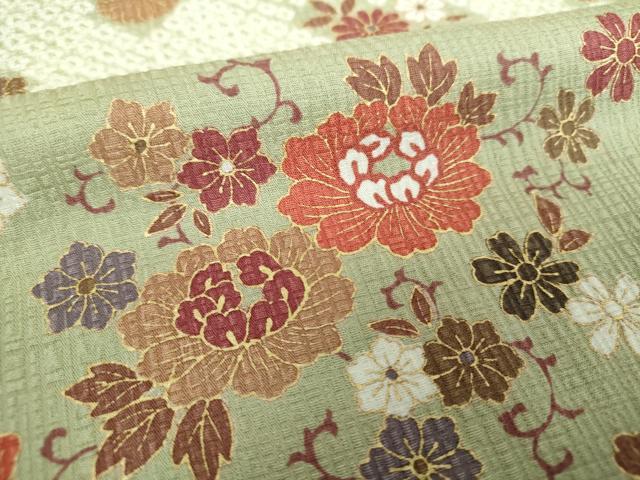 平和屋着物●訪問着　駒刺繍　絞り　雪輪花文　金彩　正絹　逸品　DABH9892ps