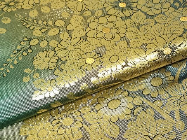 平和屋本店▼六通柄袋帯　萬葉花集　本金二重織　正絹　逸品　DABH6615az
