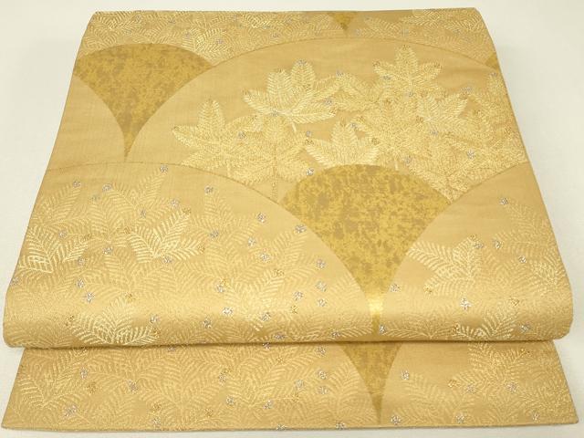 平和屋着物▼六通柄袋帯　若松葉文　金銀糸　正絹　逸品　DABH6734az