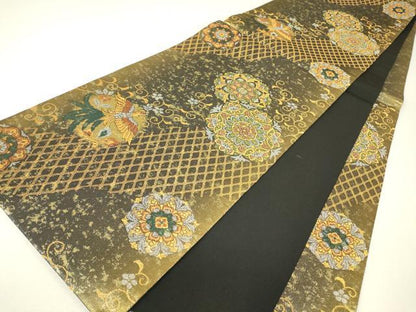 平和屋着物▼六通柄袋帯　彩華紋　金銀糸　正絹　逸品　DABH6712az