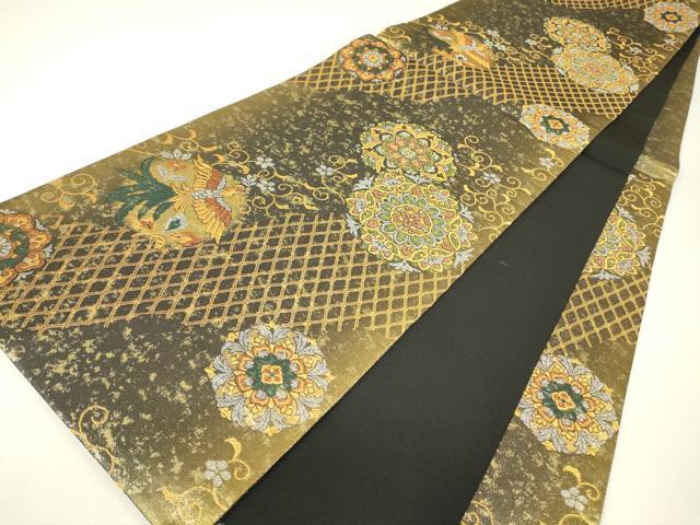 平和屋着物▼六通柄袋帯　彩華紋　金銀糸　正絹　逸品　DABH6712az