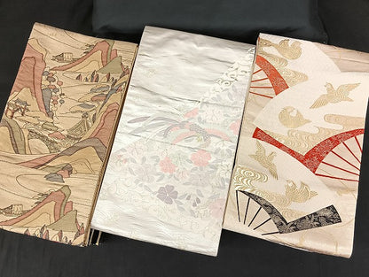 平和屋着物■袋帯 西陣 まとめて100点 鳳凰 向かい鶴 尾長鳥 鴛鴦 人物 風景 明綴れ 弥栄織物謹製 証紙付き 未使用品あり 全て正絹 mmm1337