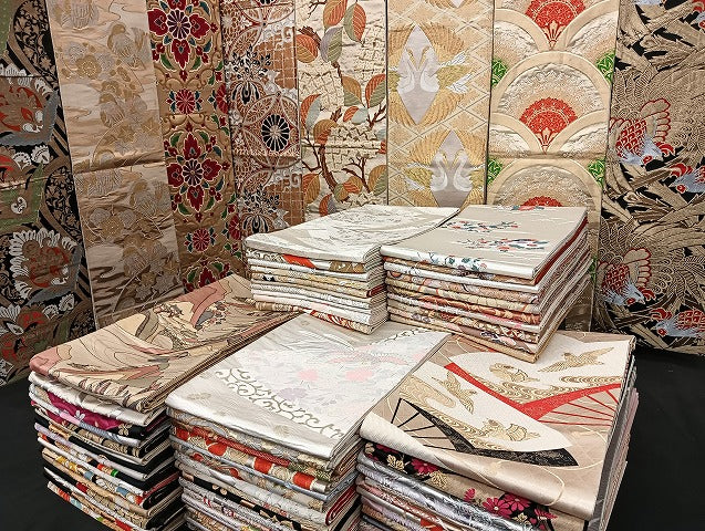 平和屋着物■袋帯 西陣 まとめて100点 鳳凰 向かい鶴 尾長鳥 鴛鴦 人物 風景 明綴れ 弥栄織物謹製 証紙付き 未使用品あり 全て正絹 mmm1337