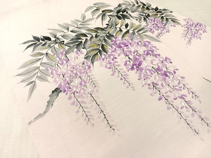 平和屋着物●九寸名古屋帯　手描き　紬地　藤花房　金彩　正絹　逸品　CABK4448vp