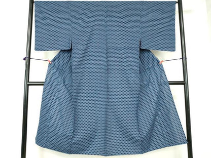 平和屋着物∴夏物　男性　浴衣　両面染　手縫い　篭目文様　綿　逸品　DABI3364cd