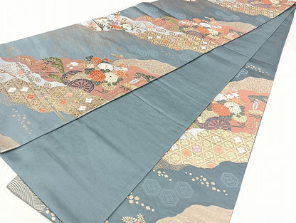 平和屋着物◎六通柄袋帯　唐織　名錦遺芳　金糸　正絹　逸品　BAAX5385qw