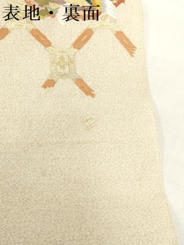 平和屋着物＊夏物　袋帯　帯反物　綴れ　鳳凰花丸文　金銀糸　裏地付き　逸品　未使用　DABH3754zy