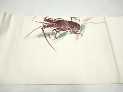 平和屋着物●丸帯　作家物　手描き　枝梅文　伊勢海老　正絹　逸品　CABK5628hy