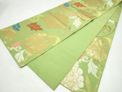 平和屋着物●桝屋高尾　六通柄　本袋帯　花唐草文　金糸　正絹　逸品　CABK5642hy