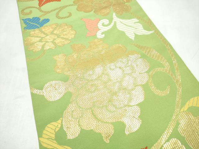 平和屋着物●桝屋高尾　六通柄　本袋帯　花唐草文　金糸　正絹　逸品　CABK5642hy