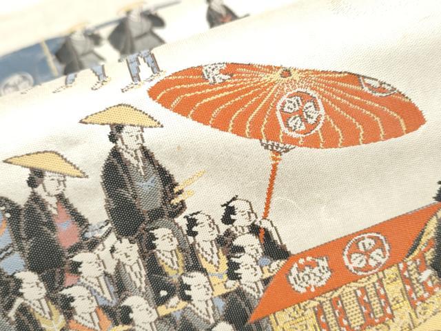 平和屋着物●全通全景柄袋帯　福君江戸下向図　金糸　正絹　逸品　CABK5653hy
